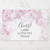 Bleke Pink Hydrangea Flowers Waterverf Weddenschap Likeurfles Etiket (Enkel label)