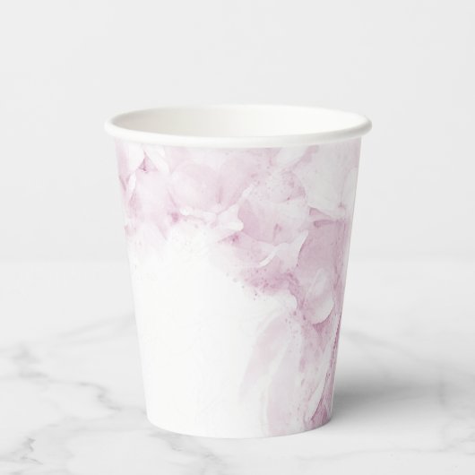 Bleke Pink Hydrangea Flowers Waterverf Weddenschap Papieren Bekers (Achterkant)