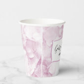 Bleke Pink Hydrangea Flowers Waterverf Weddenschap Papieren Bekers (Rechts)