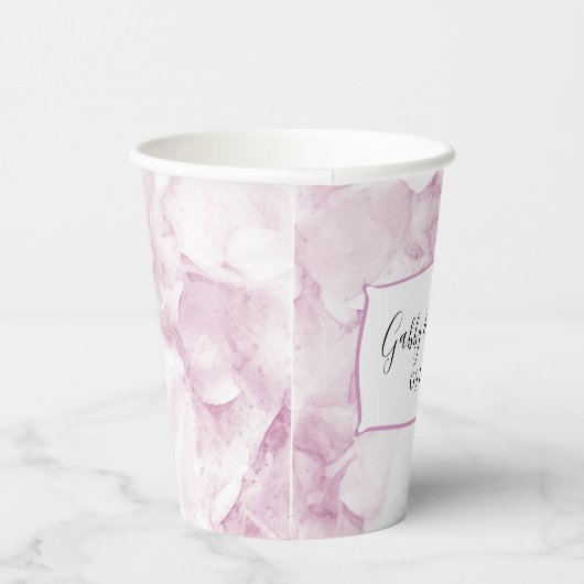 Bleke Pink Hydrangea Flowers Waterverf Weddenschap Papieren Bekers (Rechts)