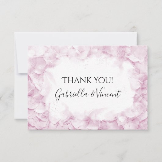 Bleke Pink Hydrangea Waterverf Weddenschap Harteli Bedankkaart (Voorkant)