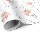 Bleke Poinsettias Branches Rustieke Waterverf Cadeaupapier (Rol Hoek)