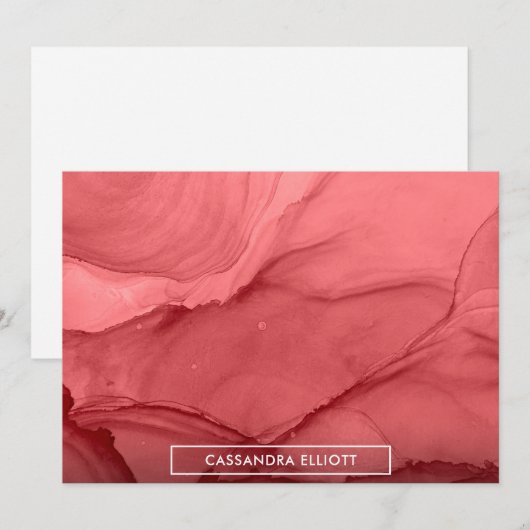 Bleke rode alcohol Inkt Vloeibaar Abstract Kunst Bedankkaart (Voorkant / Achterkant)