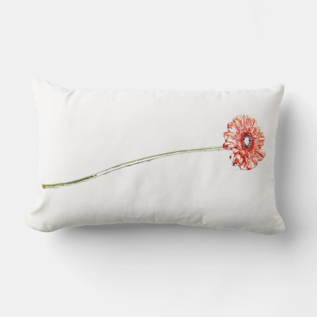 Bleke Rode Chrysanthemum Gerbera Bloem Kussen (Voorkant)