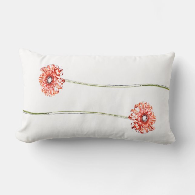 Bleke Rode Chrysanthemum Gerbera Bloem Kussen (Voorkant)