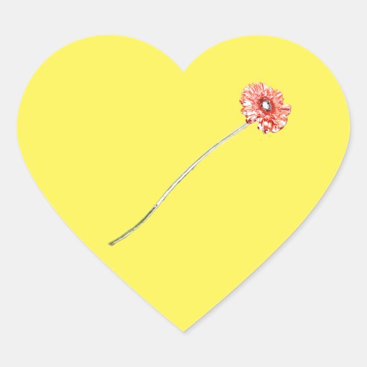 Bleke Rode Gerbera Bloem Hart Sticker (Voorkant)