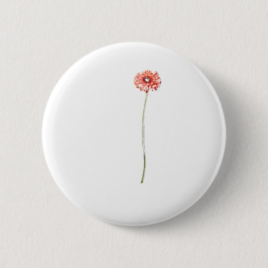 Bleke Rode Gerbera Bloem Ronde Button 5,7 Cm (Voorkant)