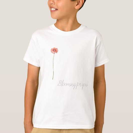 Bleke Rode Gerbera Bloem T-shirt (Voorkant)