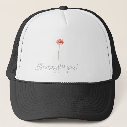 Bleke Rode Gerbera Bloem Trucker Pet (Voorkant)