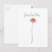 Bleke rode Gerbera-ventilator Briefkaart (Voorkant / Achterkant)