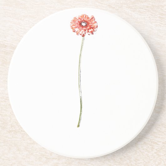 Bleke rode Gerbera-ventilator Zandsteen Onderzetter (Voorkant)