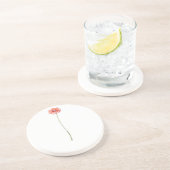 Bleke rode Gerbera-ventilator Zandsteen Onderzetter (Zijkant)