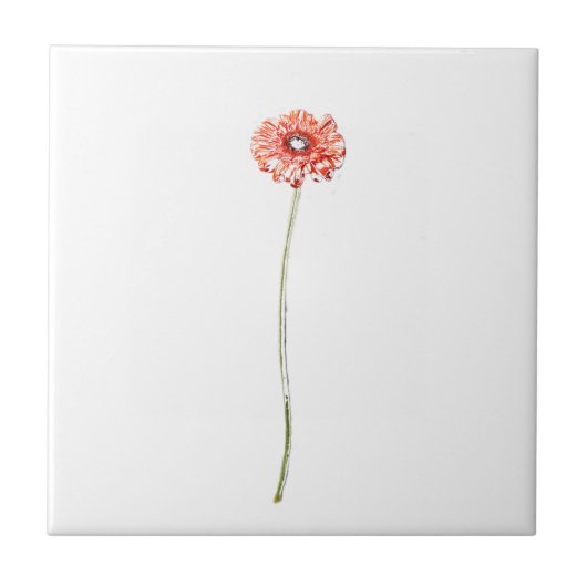 Bleke rode roze gerbera-ventilator tegeltje (Voorkant)