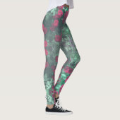 Bleke rode rozen groene bladeren bloemen leggings (Rechts)