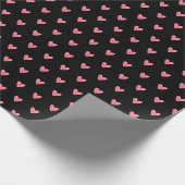 Bleke Rode Valentijnse Hart op Zwart Cadeaupapier (Hoek)