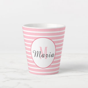 Bleke Roos Roze met Witte Strepen Latte Mok