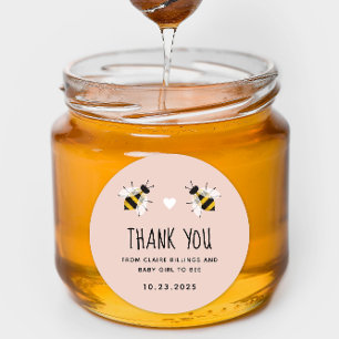 Bleke Roze Baby bij Bedank Douche gunst Ronde Sticker