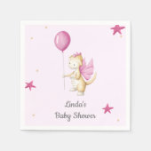 Bleke Roze Baby Dragon met Balloon Party Servet (Voorkant)