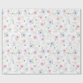  Bleke roze blauwe bloemen  bloemen Gift Cadeaupapier (Vlak)