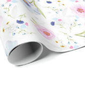  Bleke roze blauwe bloemen  bloemen Gift Cadeaupapier (Rol Hoek)