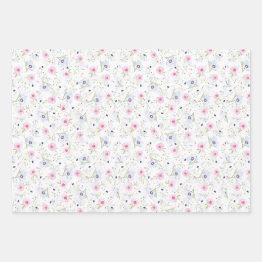  Bleke roze blauwe bloemen  bloemen Inpakpapier Vel (Voorkant 2)