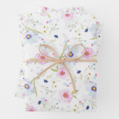  Bleke roze blauwe bloemen  bloemen Inpakpapier Vel (In situ)