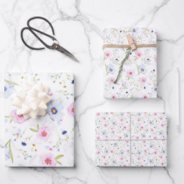  Bleke roze blauwe bloemen  bloemen Inpakpapier Vel