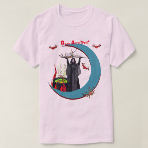 Bleke roze blauwe maan Unisex Halloween T-Shirt