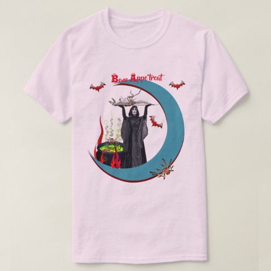 Bleke roze blauwe maan Unisex Halloween T-Shirt (Design voorkant)