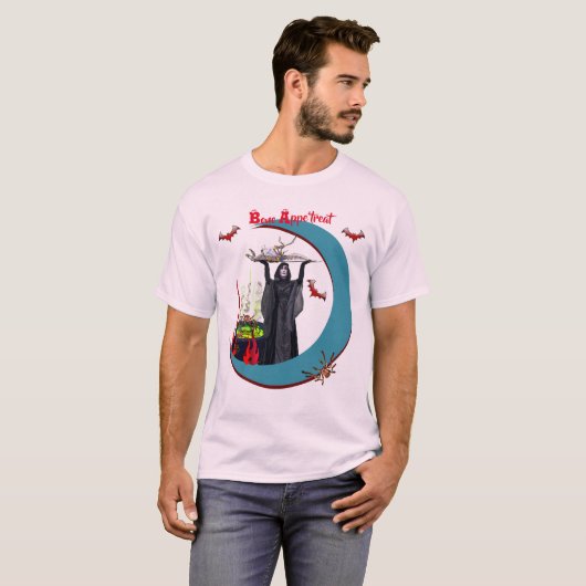 Bleke roze blauwe maan Unisex Halloween T-Shirt (Voorkant volledig)
