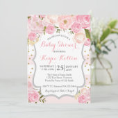 bleke roze bloemen Baby shower Uitnodiging (Staand voorkant)