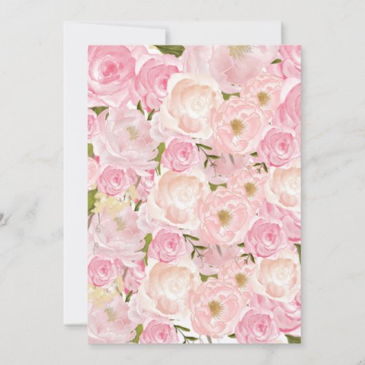 bleke roze bloemen Baby shower Uitnodiging (Achterkant)