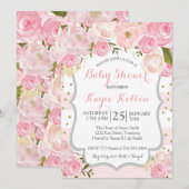 bleke roze bloemen Baby shower Uitnodiging (Voorkant / Achterkant)