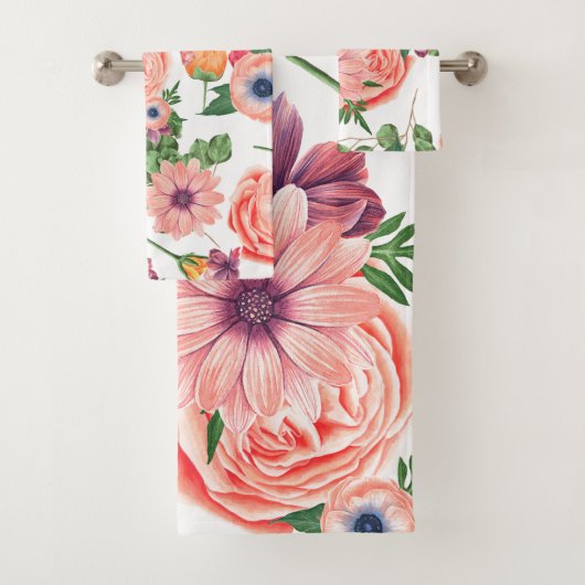 Bleke roze bloemen bad handdoek (Insitu)
