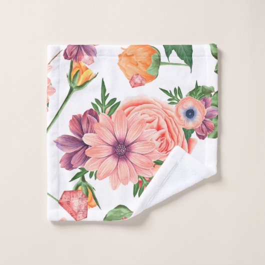 Bleke roze bloemen bad handdoek (Wasdoekje)