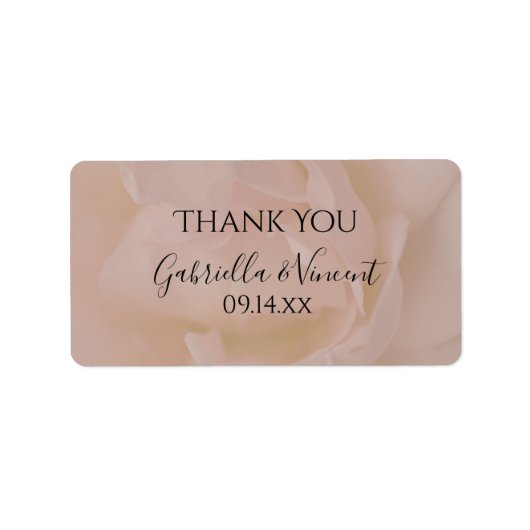 Bleke roze bloemen bruiloft etiket (Voorkant)