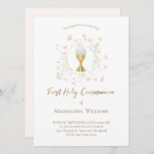 bleke roze bloemen | Eerste communie Kaart (Voorkant / Achterkant)