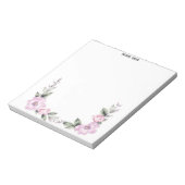 Bleke Roze Bloemen Onderste Rand Notitieblok (Linkerzijde)