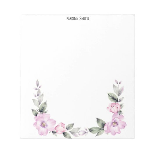 Bleke Roze Bloemen Onderste Rand Notitieblok (Voorkant)
