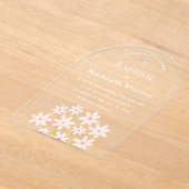 bleke roze bloemetjes Doop Acryl Uitnodigingen (Laagn)
