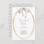 Bleke Roze Bow Baby shower Invitation Kaart (Voorkant / Achterkant)