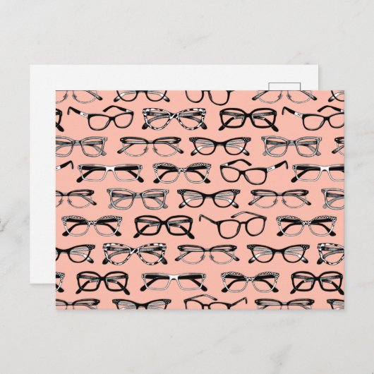 Bleke roze bril, eigeel, eierkleding briefkaart (Voorkant / Achterkant)