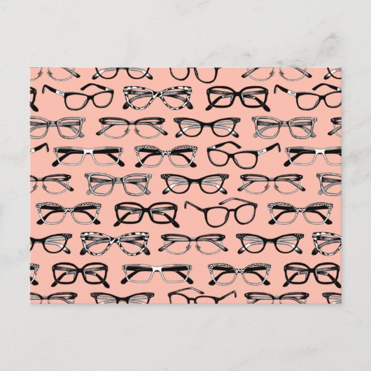 Bleke roze bril, eigeel, eierkleding briefkaart (Voorkant)