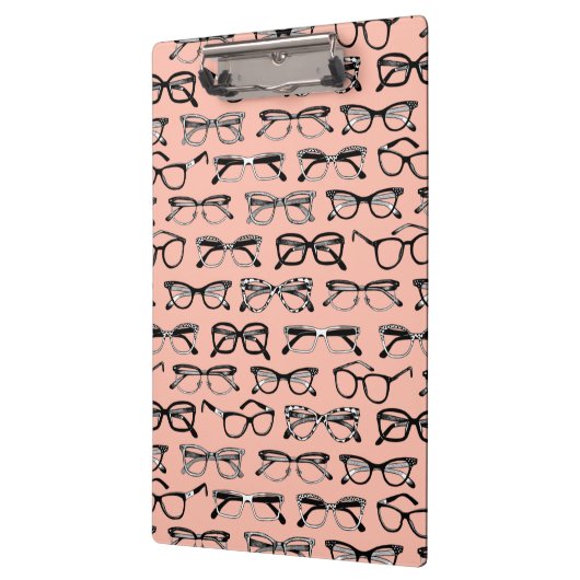 Bleke roze bril, eigeel, eierkleding klembord (Links)