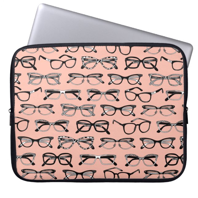 Bleke roze bril, eigeel, eierkleding laptop sleeve (Voorkant)
