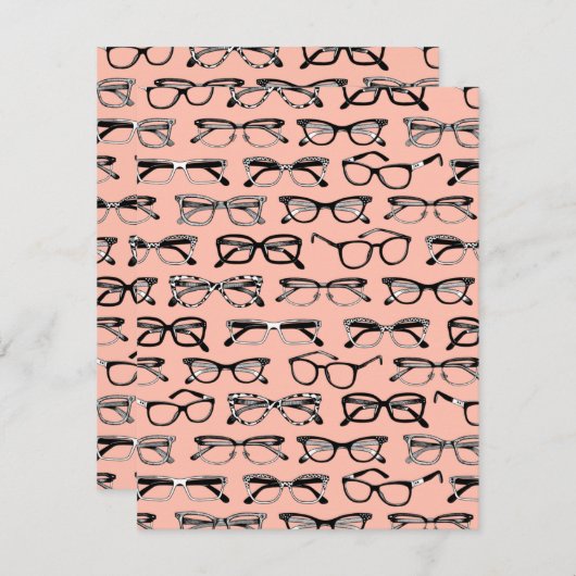 Bleke roze bril, eigeel, eierkleding notitiekaartje (Voorkant / Achterkant)