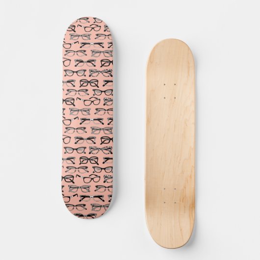 Bleke roze bril, eigeel, eierkleding persoonlijk skateboard (Voorkant)