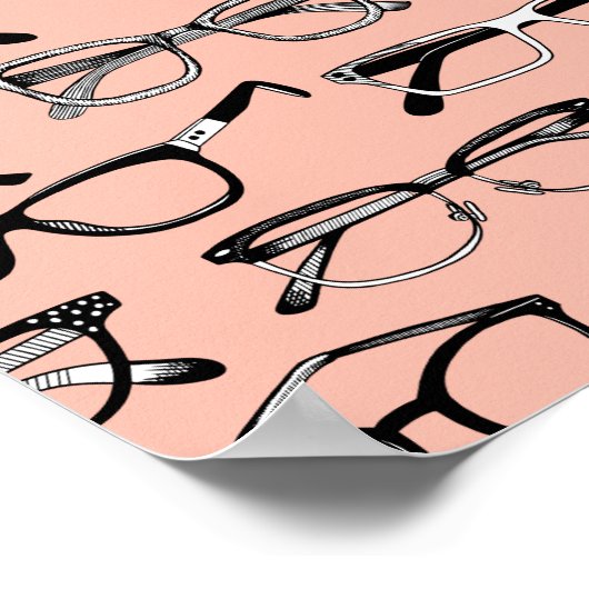 Bleke roze bril, eigeel, eierkleding poster (Hoek)