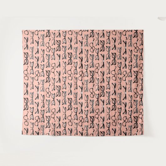 Bleke roze bril, eigeel, eierkleding wandkleed (Voorkant (horizontaal))