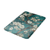 Bleke roze Cherry Blossom op Aqua Blauwgroen achte Badmat (Gekanteld)